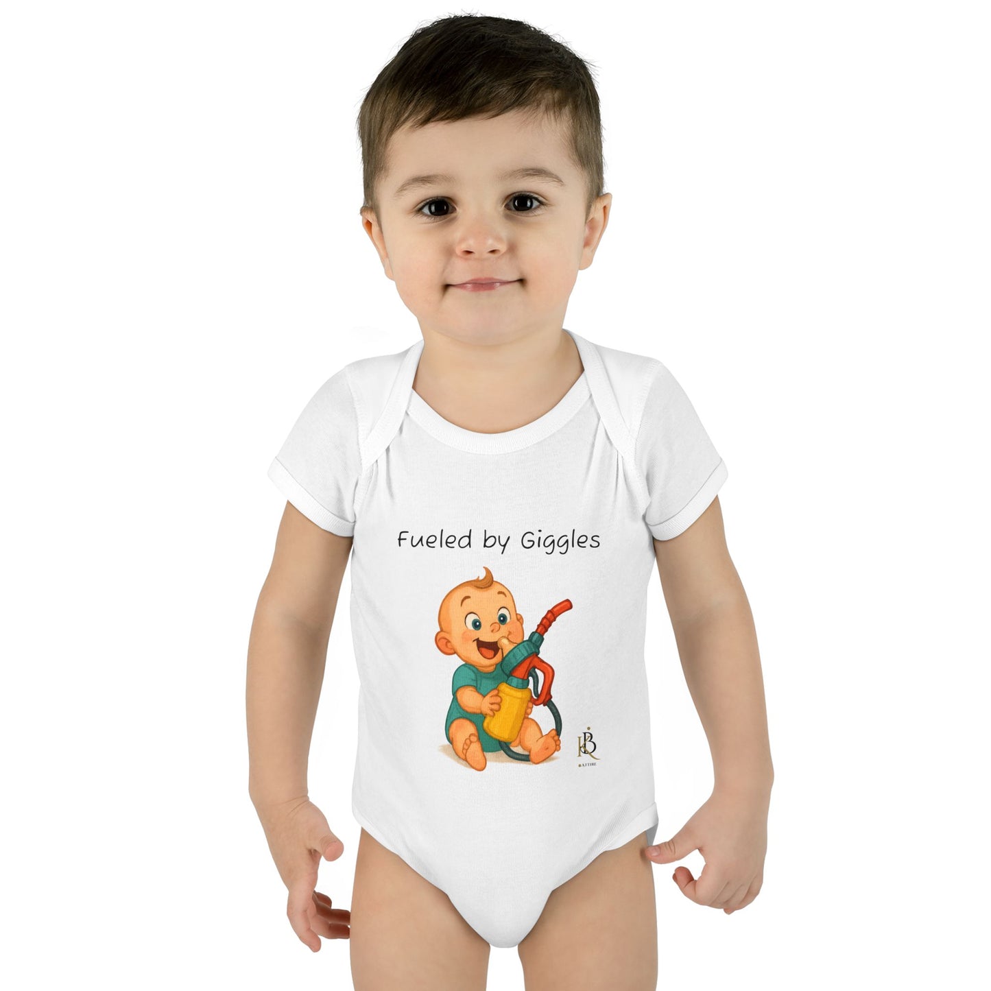 KB Attire Baby Bodysuit with "Fueled by Giggles" Design