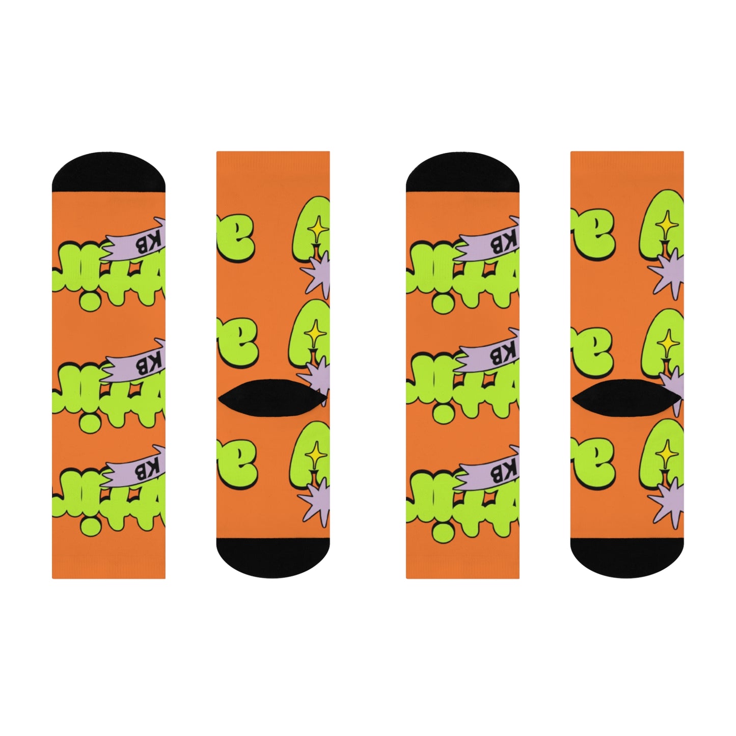 KB Attire "Cartoon" Cushioned Crew Socks (Orange)