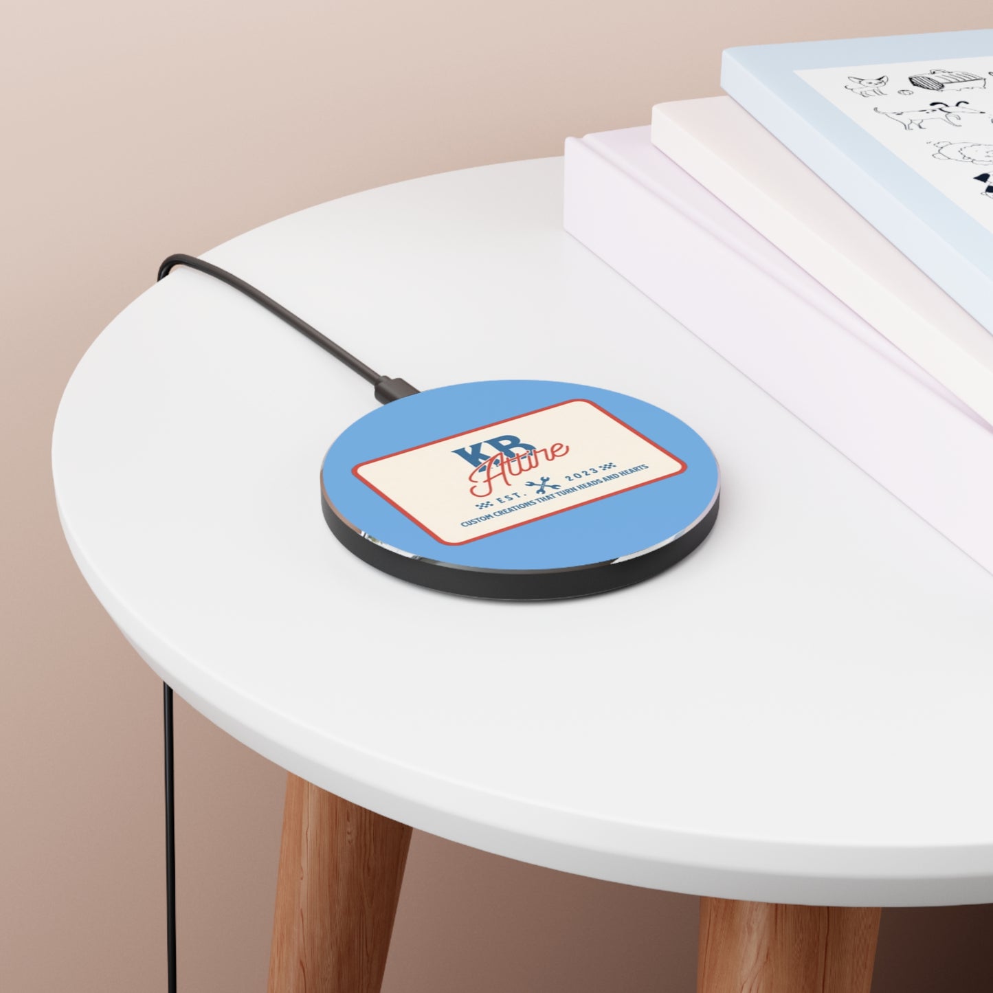 KB Attire "The Patch" Logo Fast Wireless Charger (Sky Blue)
