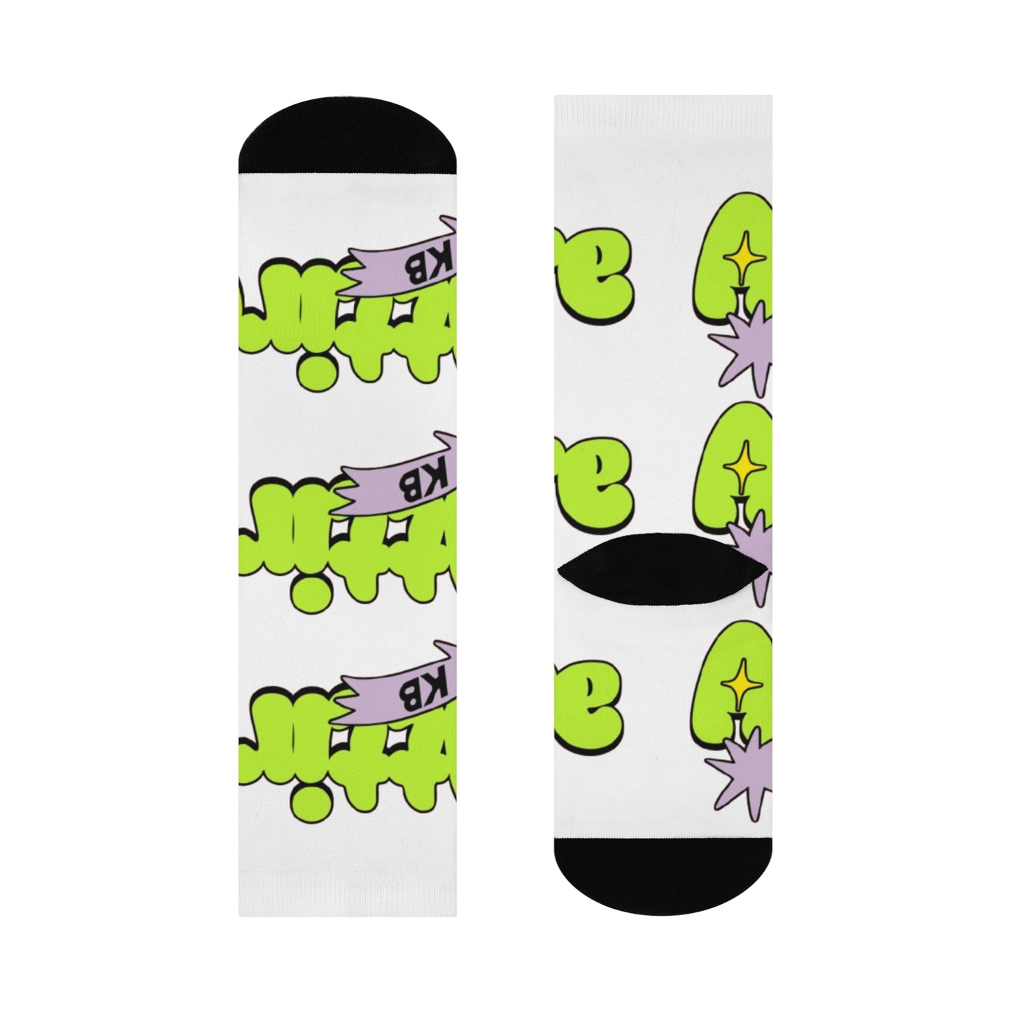 KB Attire "Cartoon' Cushioned Crew Socks (White)