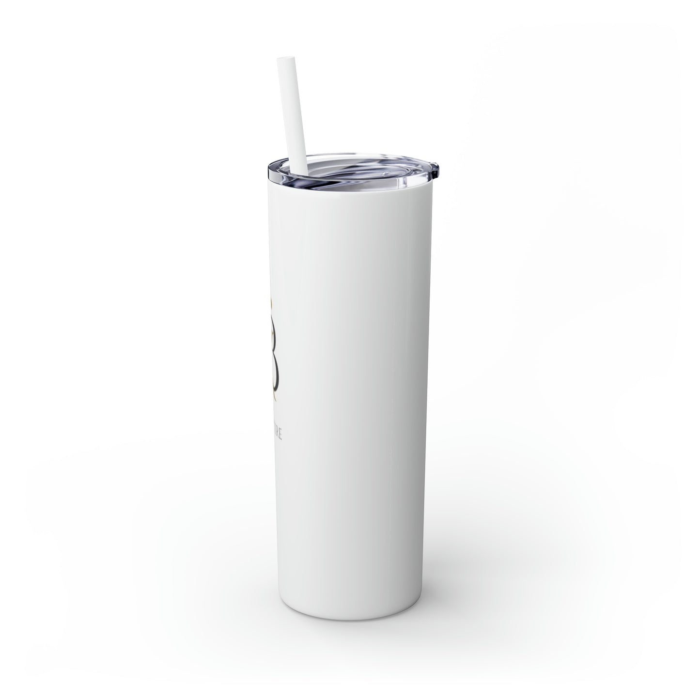 Custom KB Attire White Skinny Tumbler with Straw, 20oz