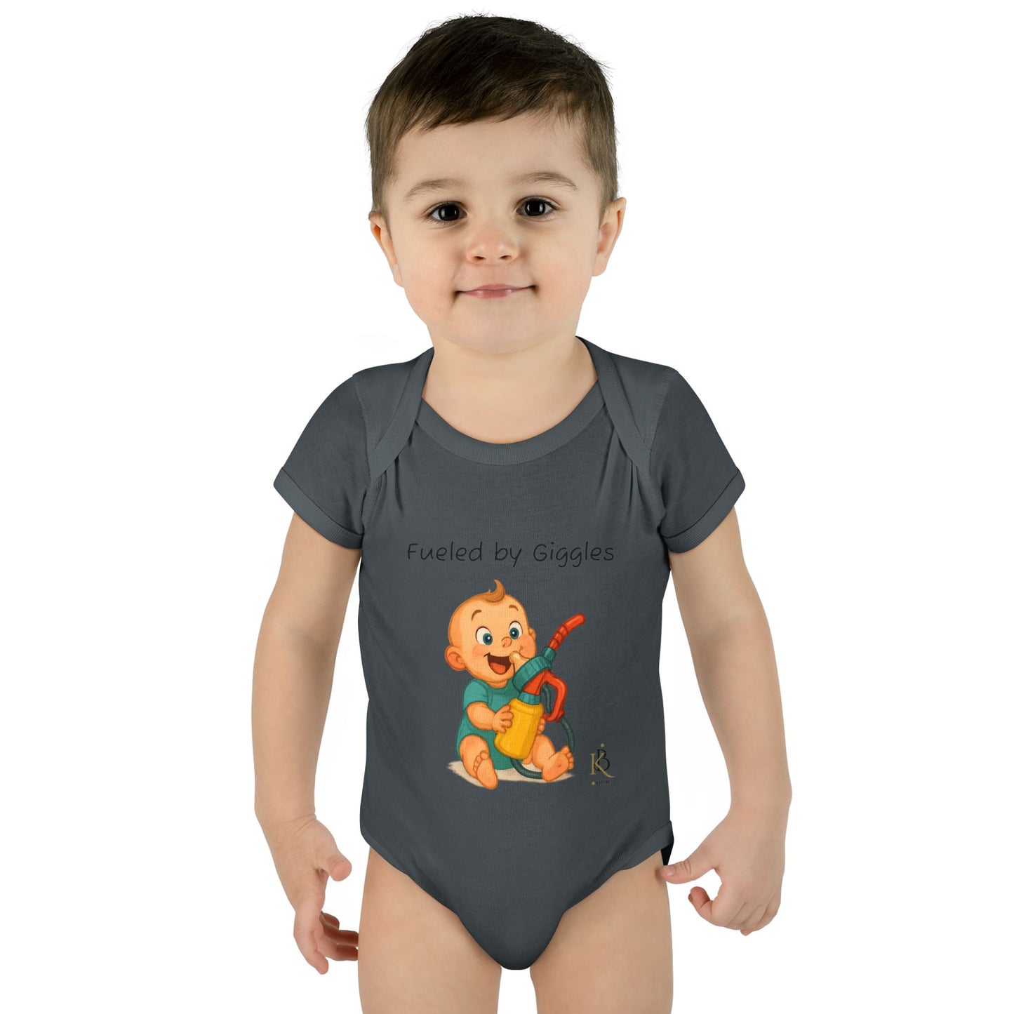 KB Attire Baby Bodysuit with "Fueled by Giggles" Design