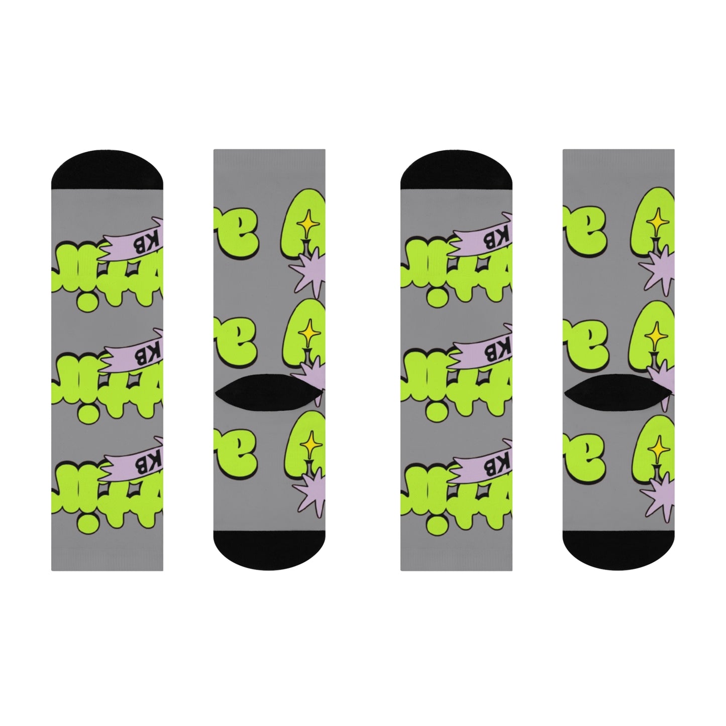 KB Attire "Cartoon" Cushioned Crew Socks (Grey)