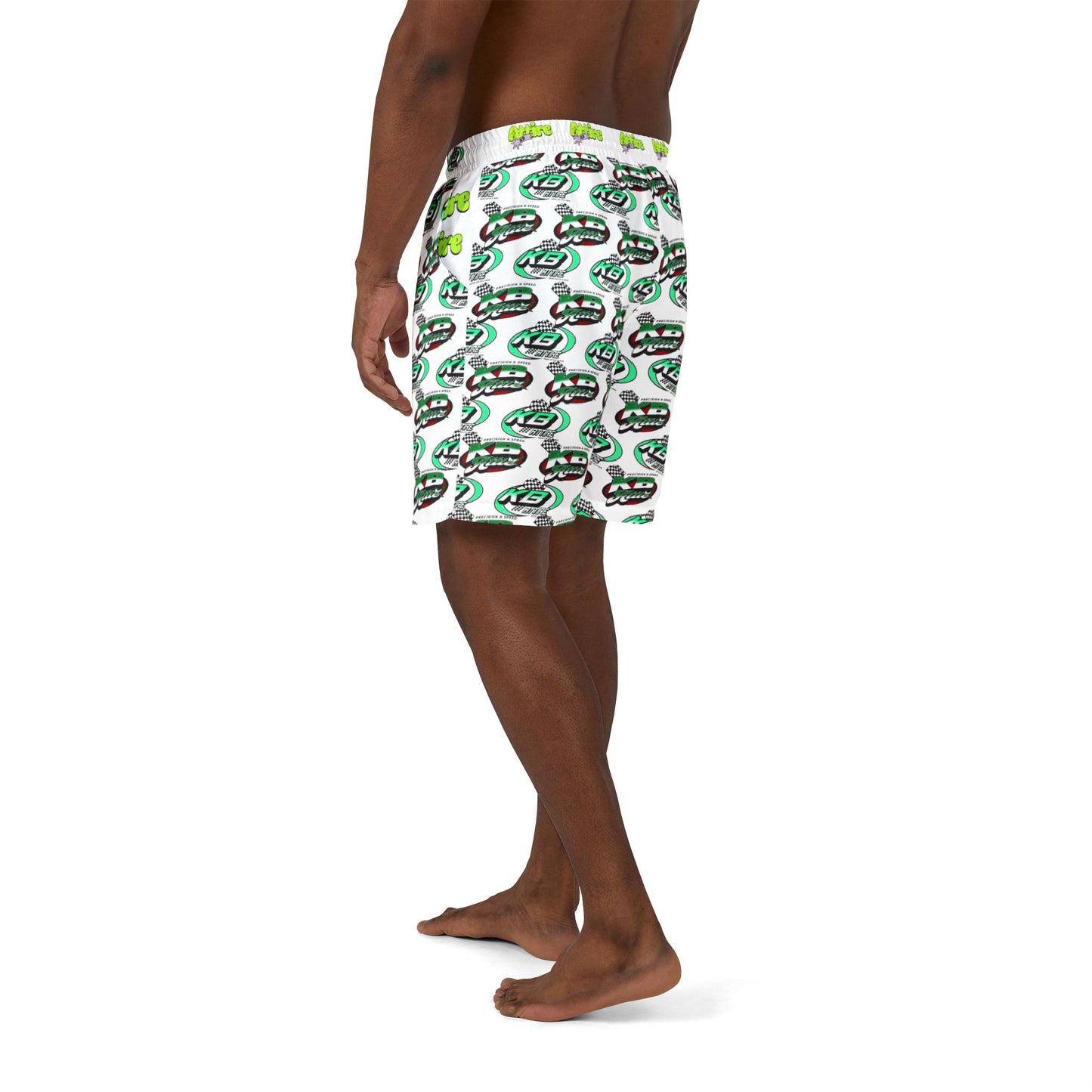 KB Attire All Over Logo Racing Swim Shorts