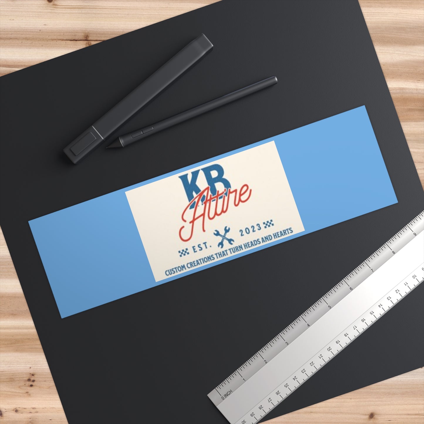 KB Attire "The Patch" Logo Custom Bumper Sticker (Sky Blue)
