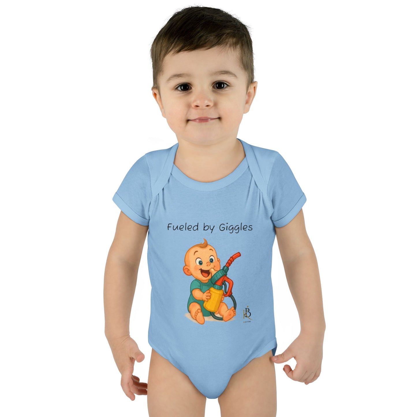 KB Attire Baby Bodysuit with "Fueled by Giggles" Design