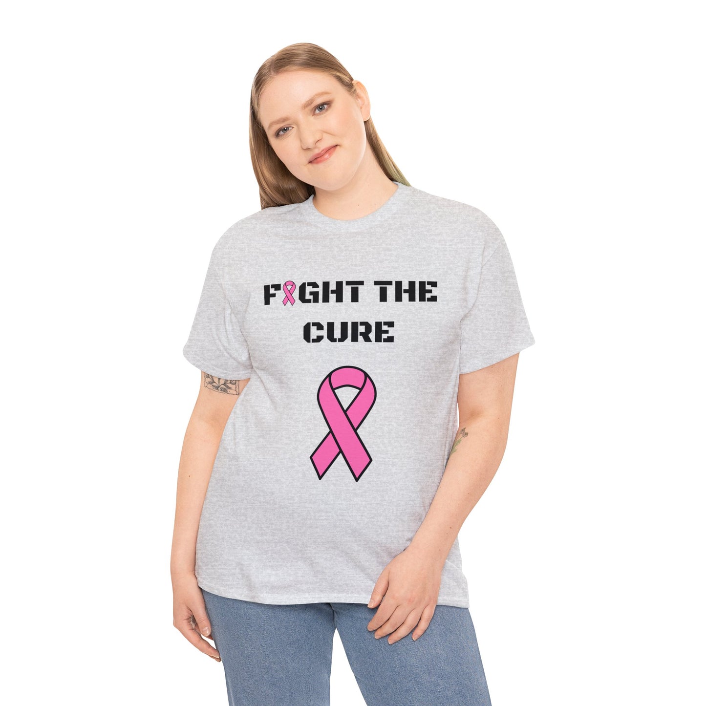 Custom KB Grey "Fight the Cure" Short Sleeve Unisex Heavy Cotton Tee