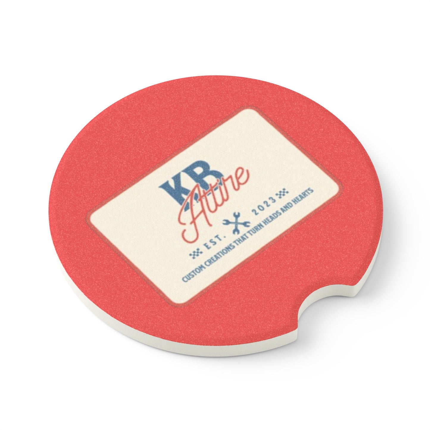 KB Attire "The Patch" Logo Car Coaster (Red)