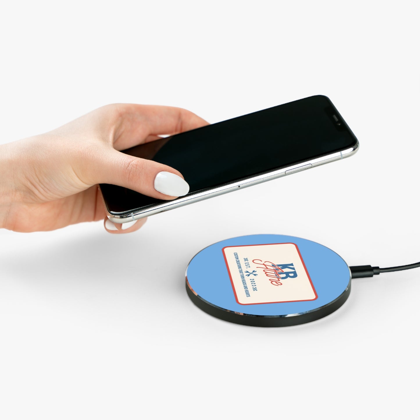KB Attire "The Patch" Logo Fast Wireless Charger (Sky Blue)