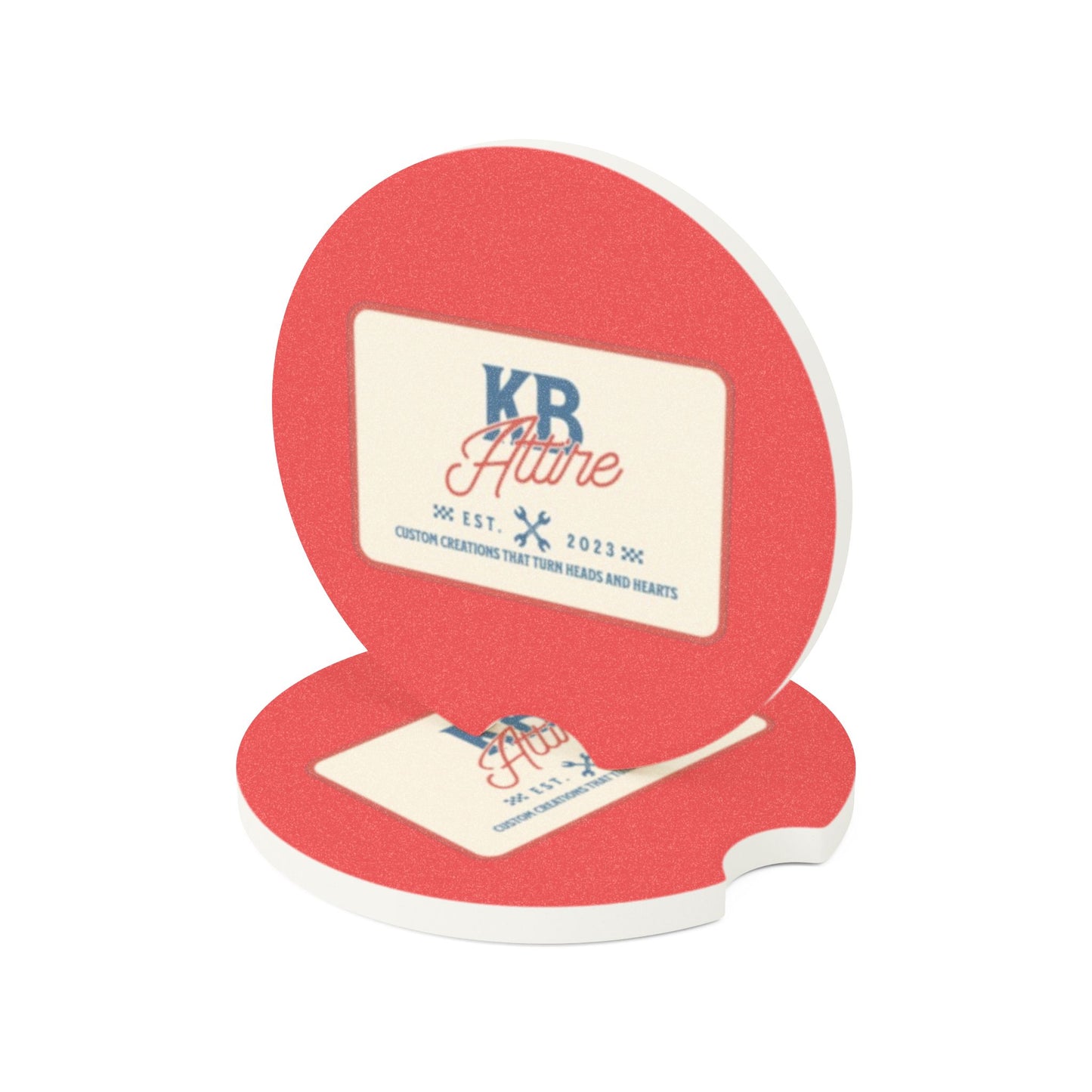 KB Attire "The Patch" Logo Car Coaster (Red)