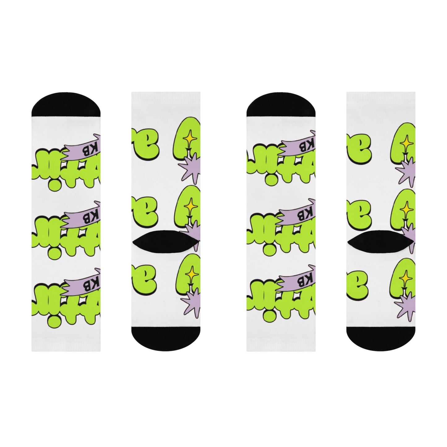 KB Attire "Cartoon' Cushioned Crew Socks (White)