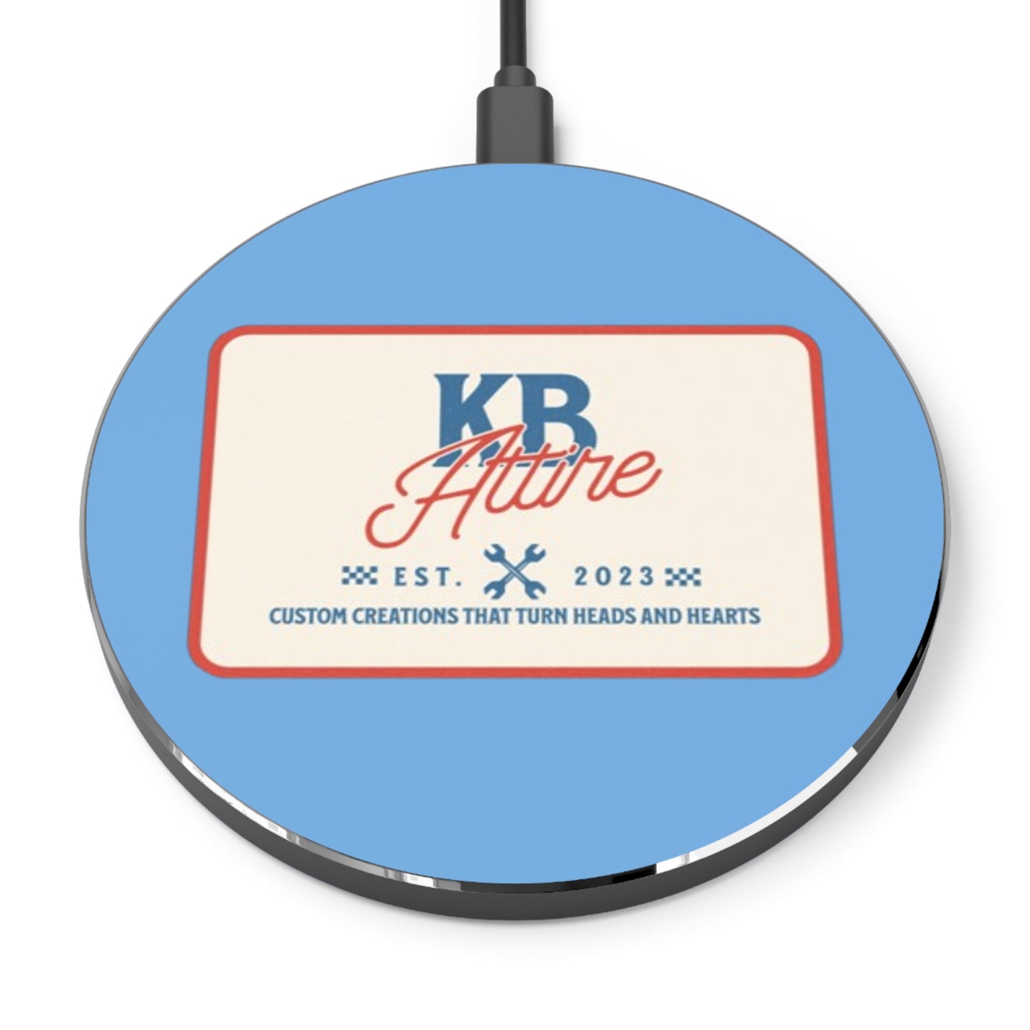 KB Attire "The Patch" Logo Fast Wireless Charger (Sky Blue)