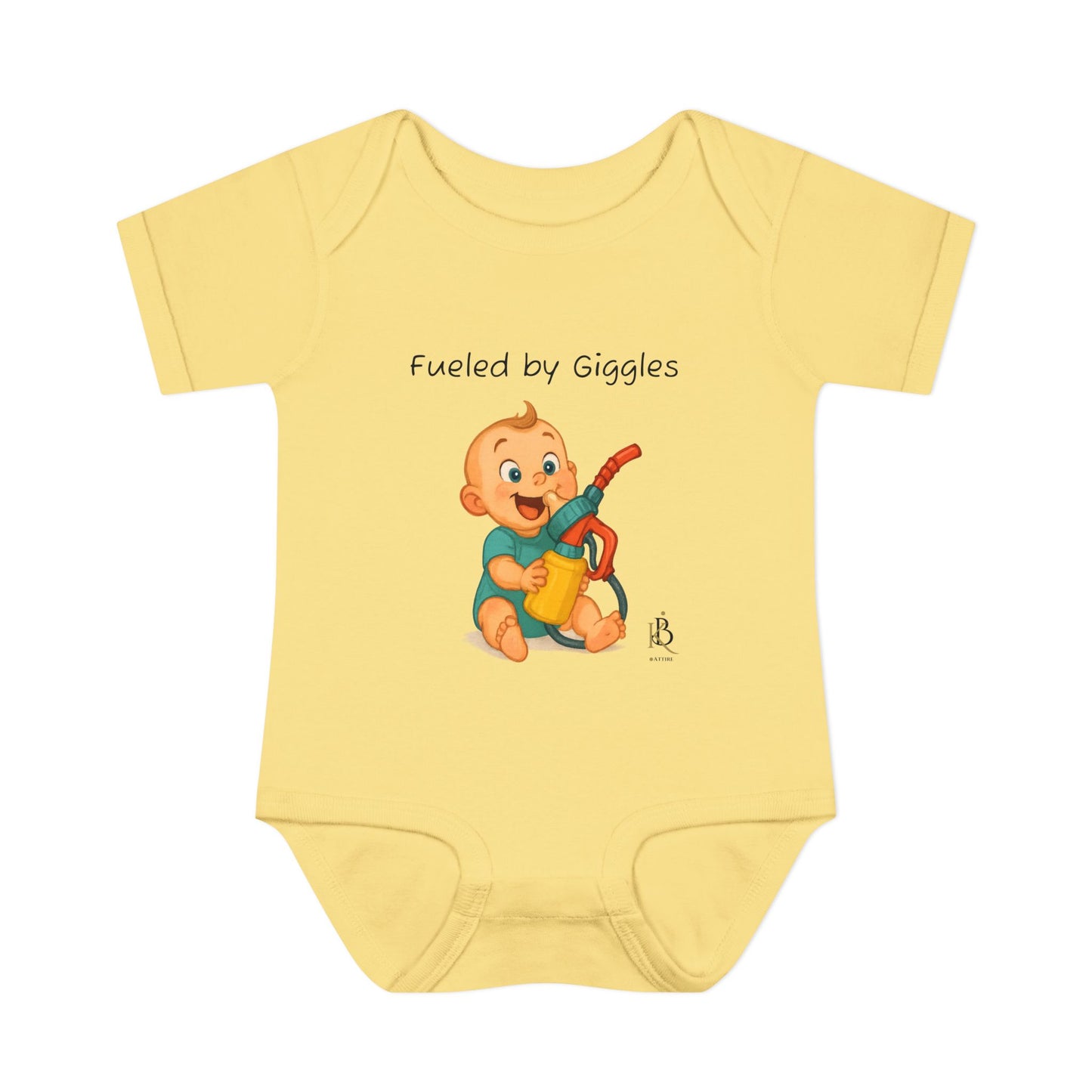 KB Attire Baby Bodysuit with "Fueled by Giggles" Design