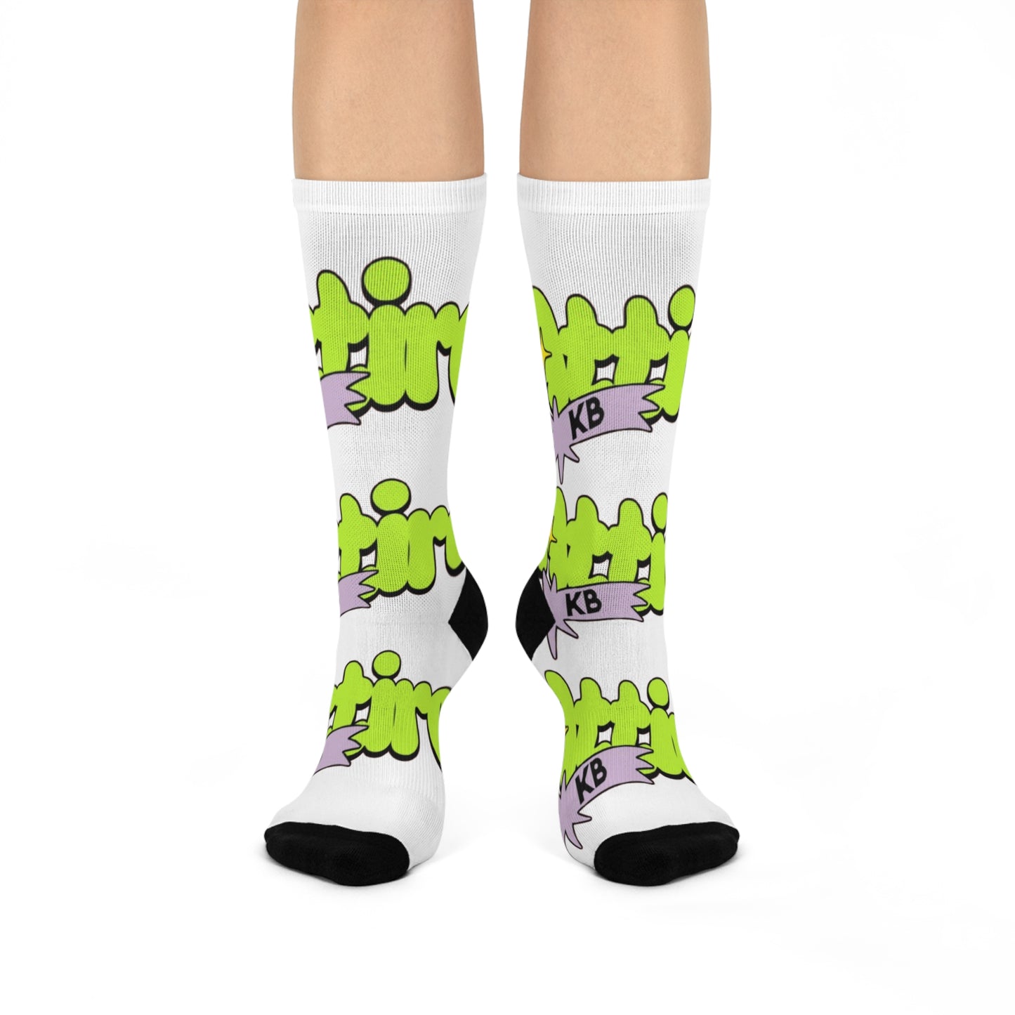 KB Attire "Cartoon' Cushioned Crew Socks (White)