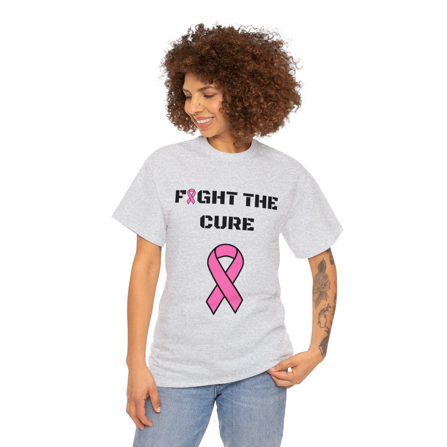 Custom KB Grey "Fight the Cure" Short Sleeve Unisex Heavy Cotton Tee