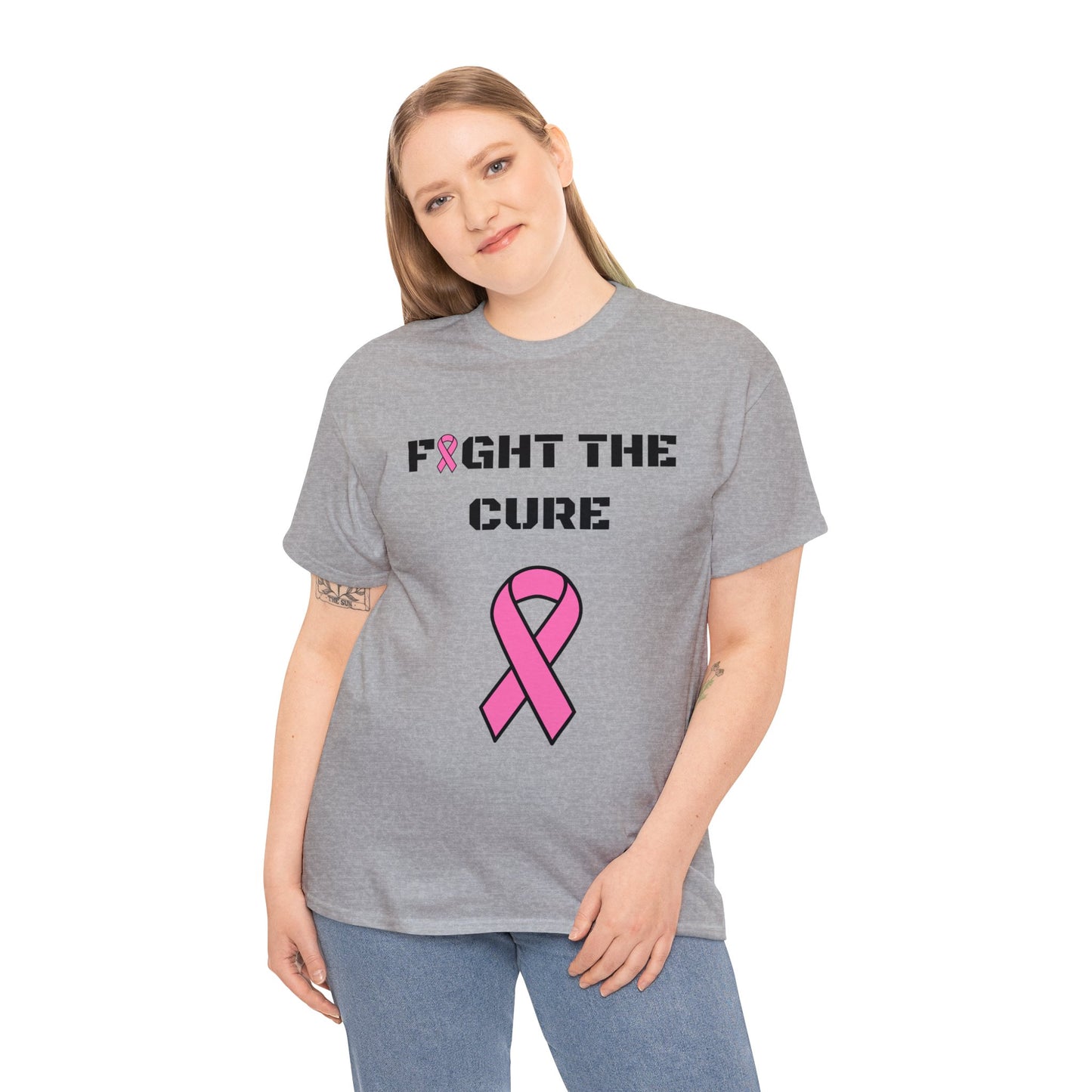 Custom KB Grey "Fight the Cure" Short Sleeve Unisex Heavy Cotton Tee