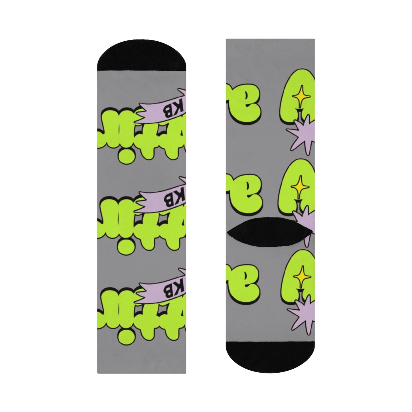 KB Attire "Cartoon" Cushioned Crew Socks (Grey)