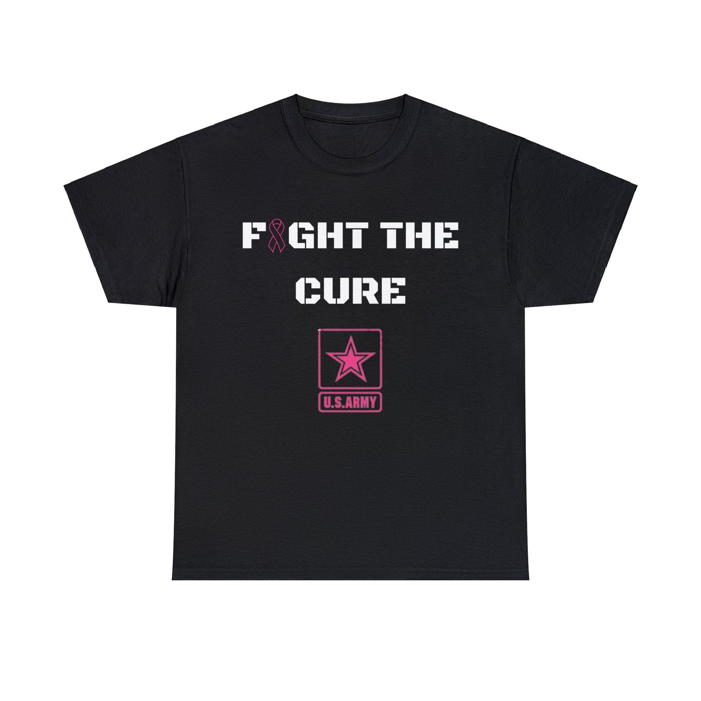 Custom KB Short Sleeve Black "Fight the Cure" Breast Cancer Awareness Month T-Shirt Womens