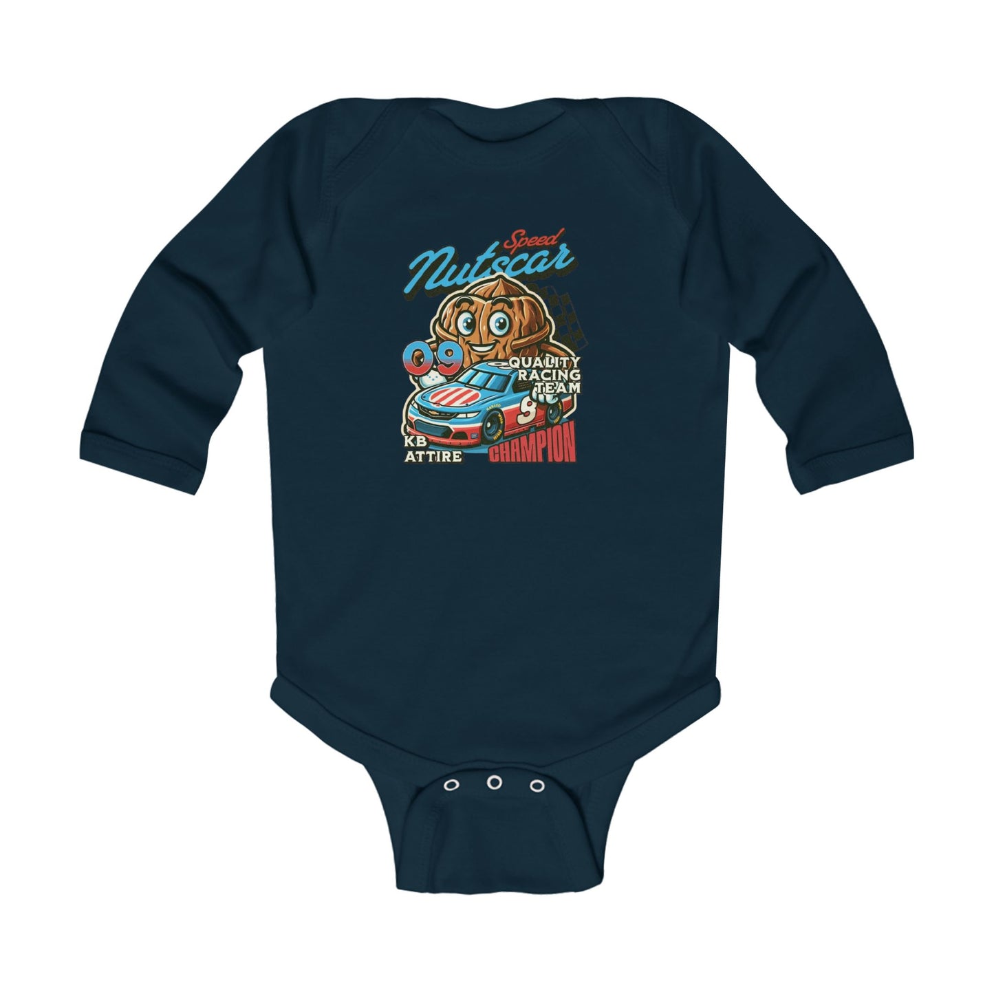 KB Attire Infant Long Sleeve Bodysuit with NutsCar Design