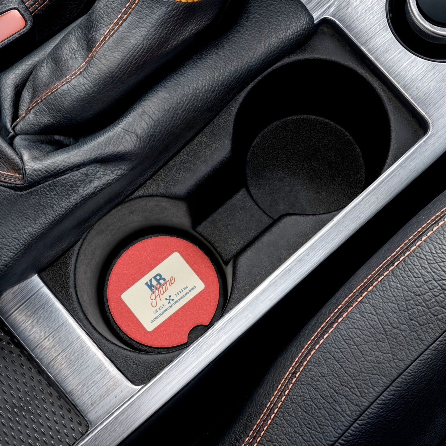 KB Attire "The Patch" Logo Car Coaster (Red)
