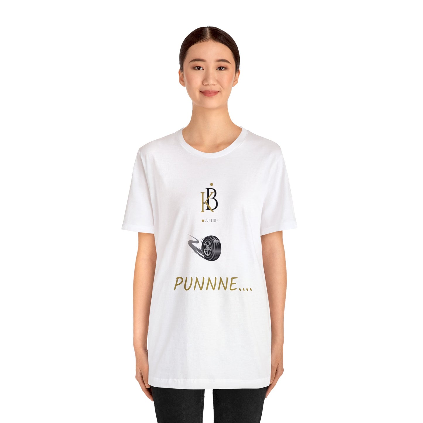 Custom KB Attire "PUNNNE..." Gold Letter Print Unisex Jersey Short Sleeve Tee