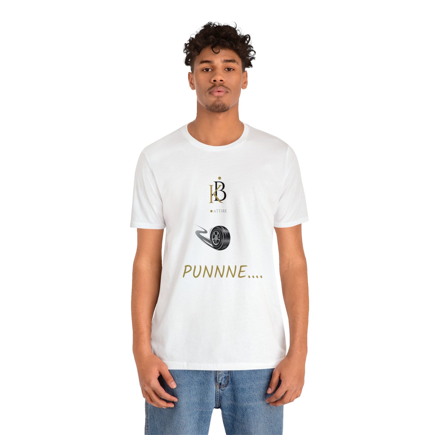 Custom KB Attire "PUNNNE..." Gold Letter Print Unisex Jersey Short Sleeve Tee