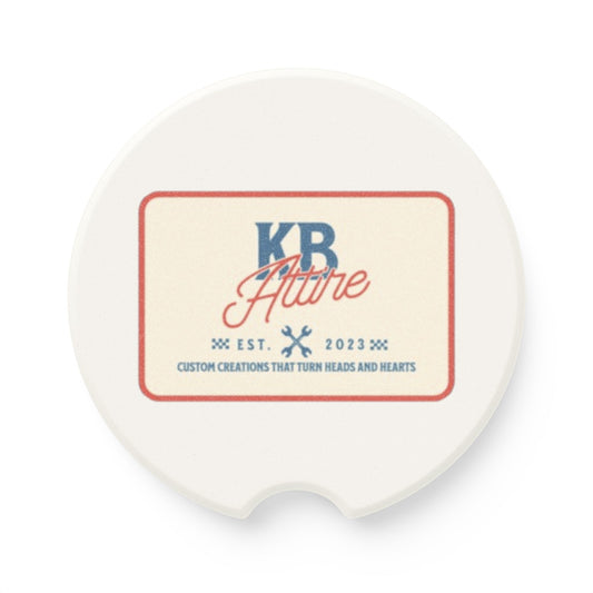 KB Attire "The Patch" Logo Car Coaster (White)