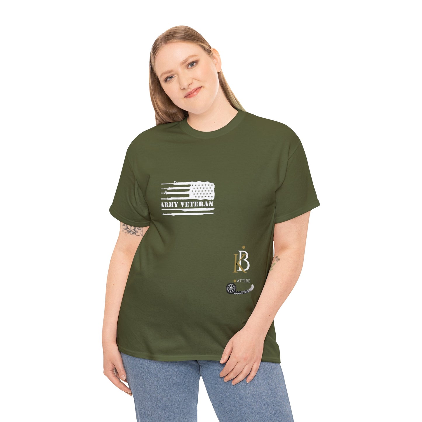 Unisex "Riding Deep" Army Green Heavy Cotton Tee