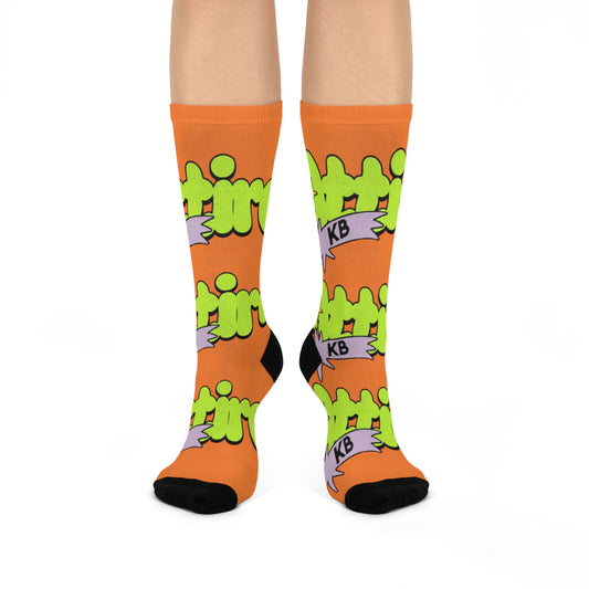 KB Attire "Cartoon" Cushioned Crew Socks (Orange)