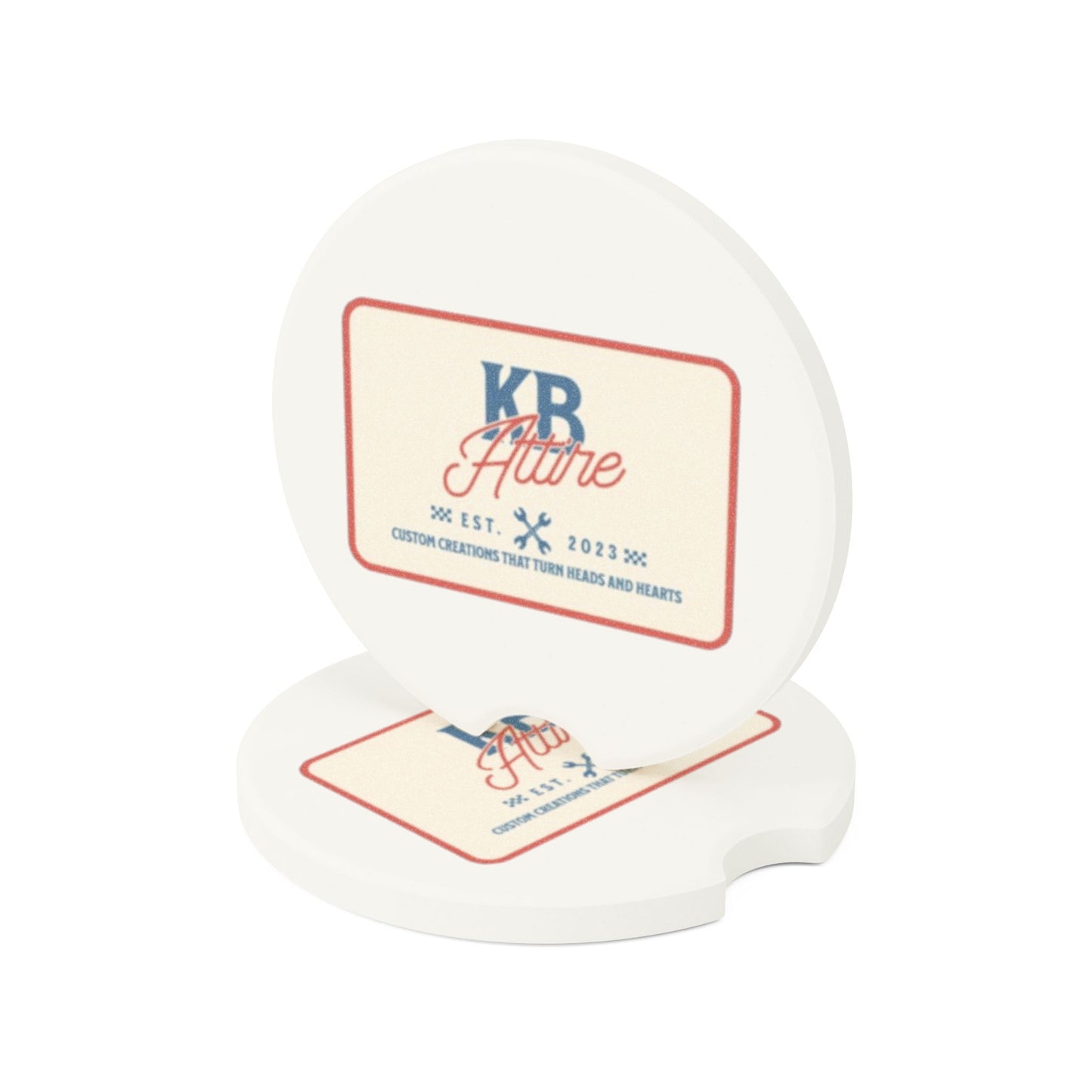 KB Attire "The Patch" Logo Car Coaster (White)