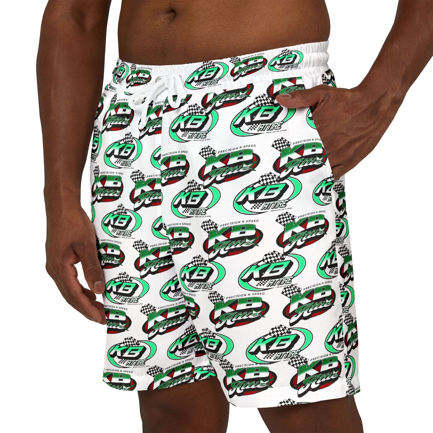 KB Attire All Over Logo Racing Swim Shorts