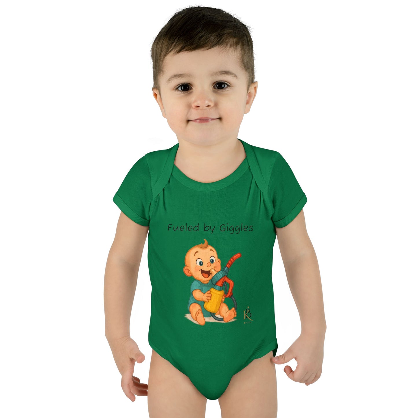 KB Attire Baby Bodysuit with "Fueled by Giggles" Design