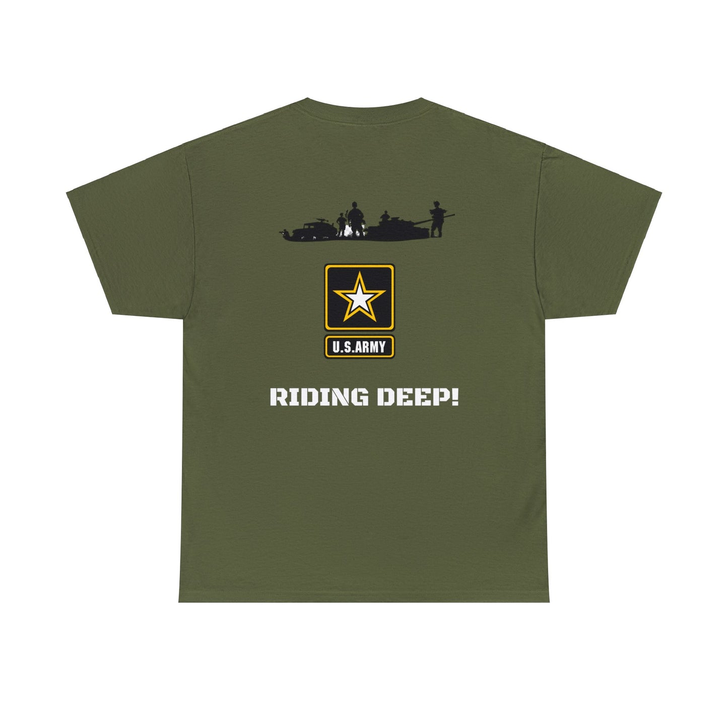 Unisex "Riding Deep" Army Green Heavy Cotton Tee