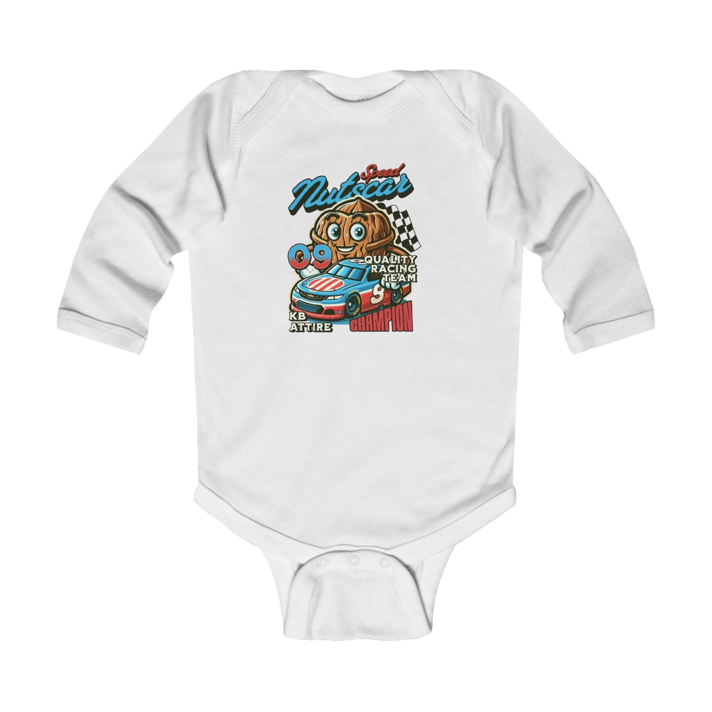 KB Attire Infant Long Sleeve Bodysuit with NutsCar Design