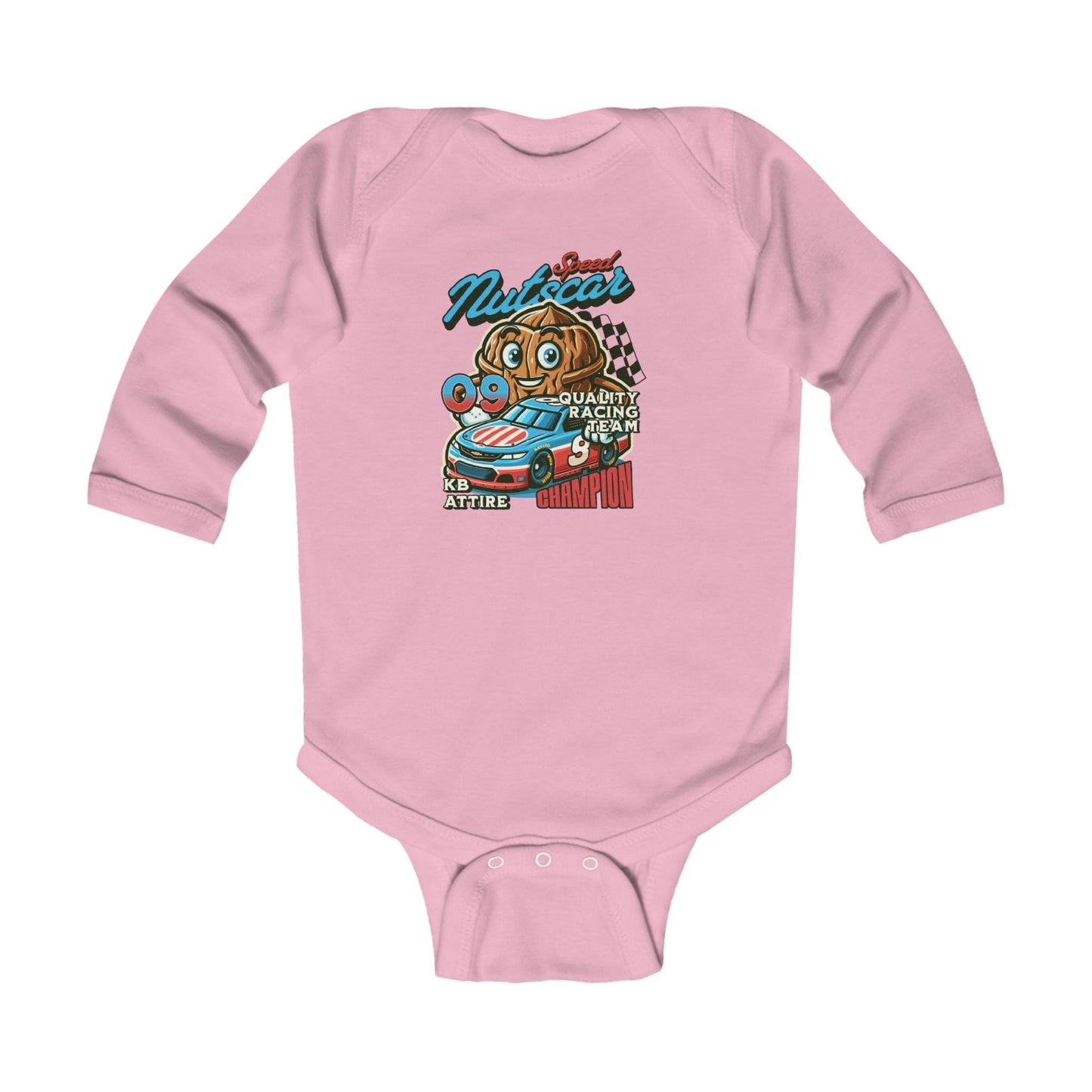 KB Attire Infant Long Sleeve Bodysuit with NutsCar Design