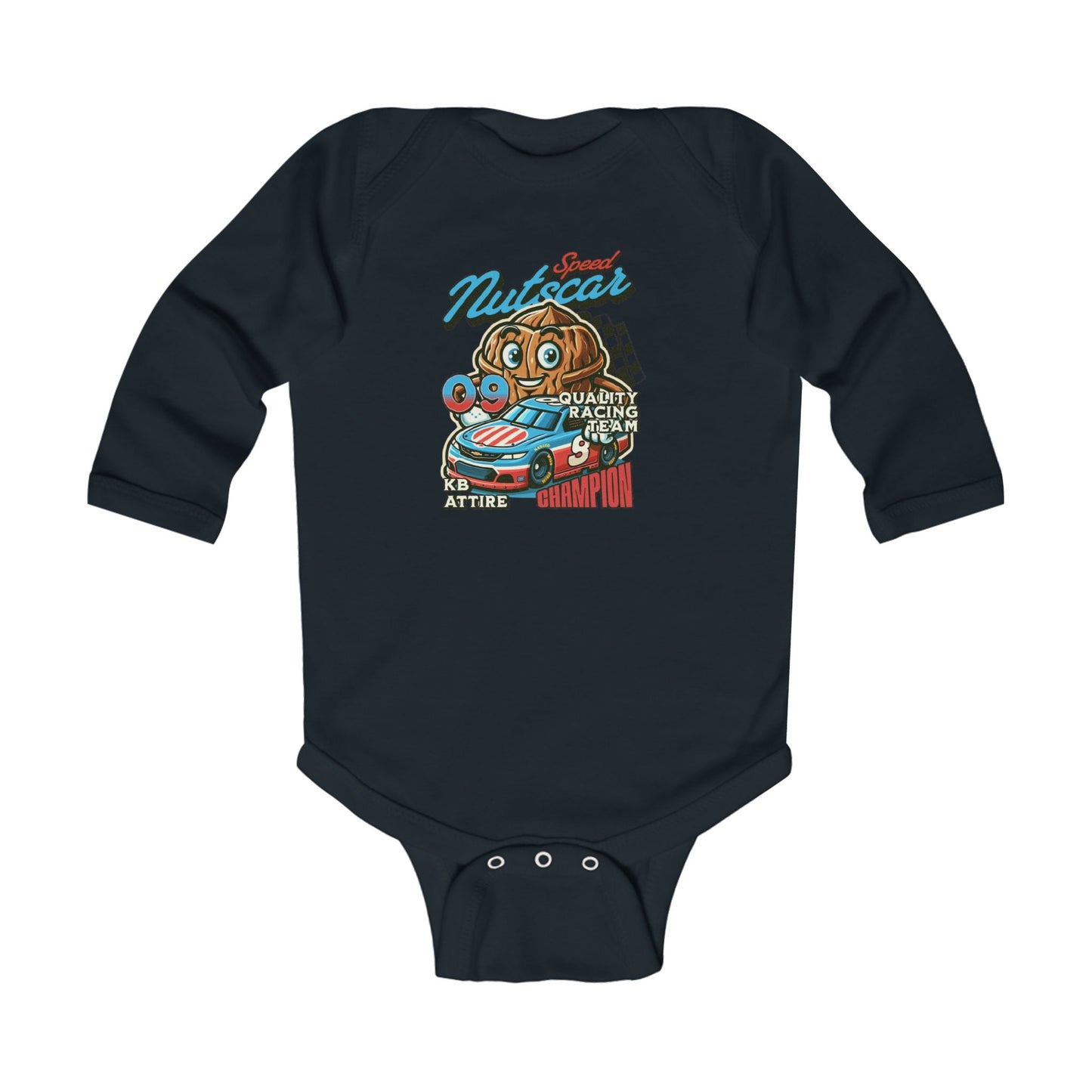 KB Attire Infant Long Sleeve Bodysuit with NutsCar Design