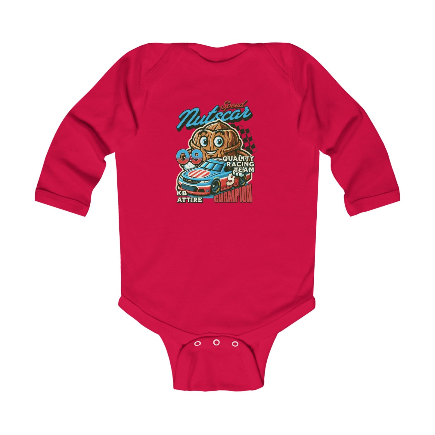 KB Attire Infant Long Sleeve Bodysuit with NutsCar Design