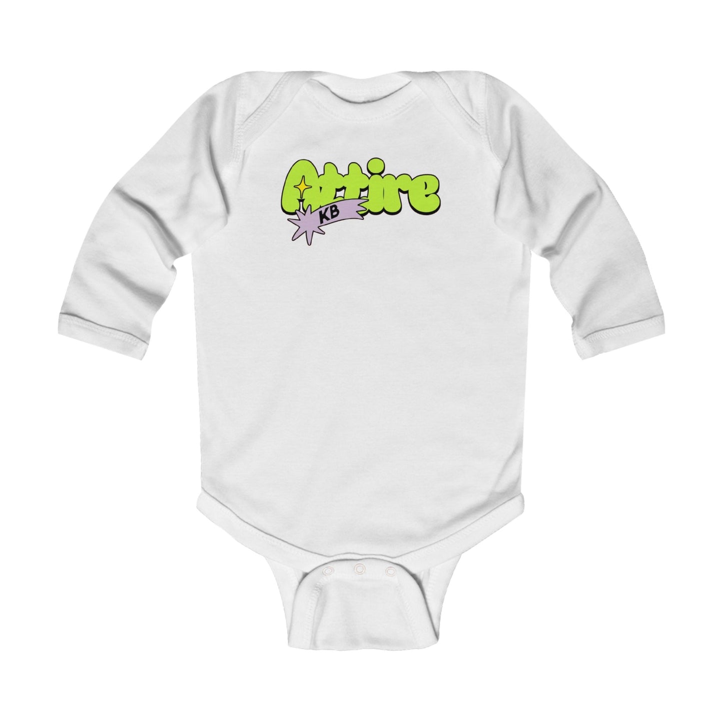 KB Attire Infant Long Sleeve Bodysuit With "Cartoon' Logo