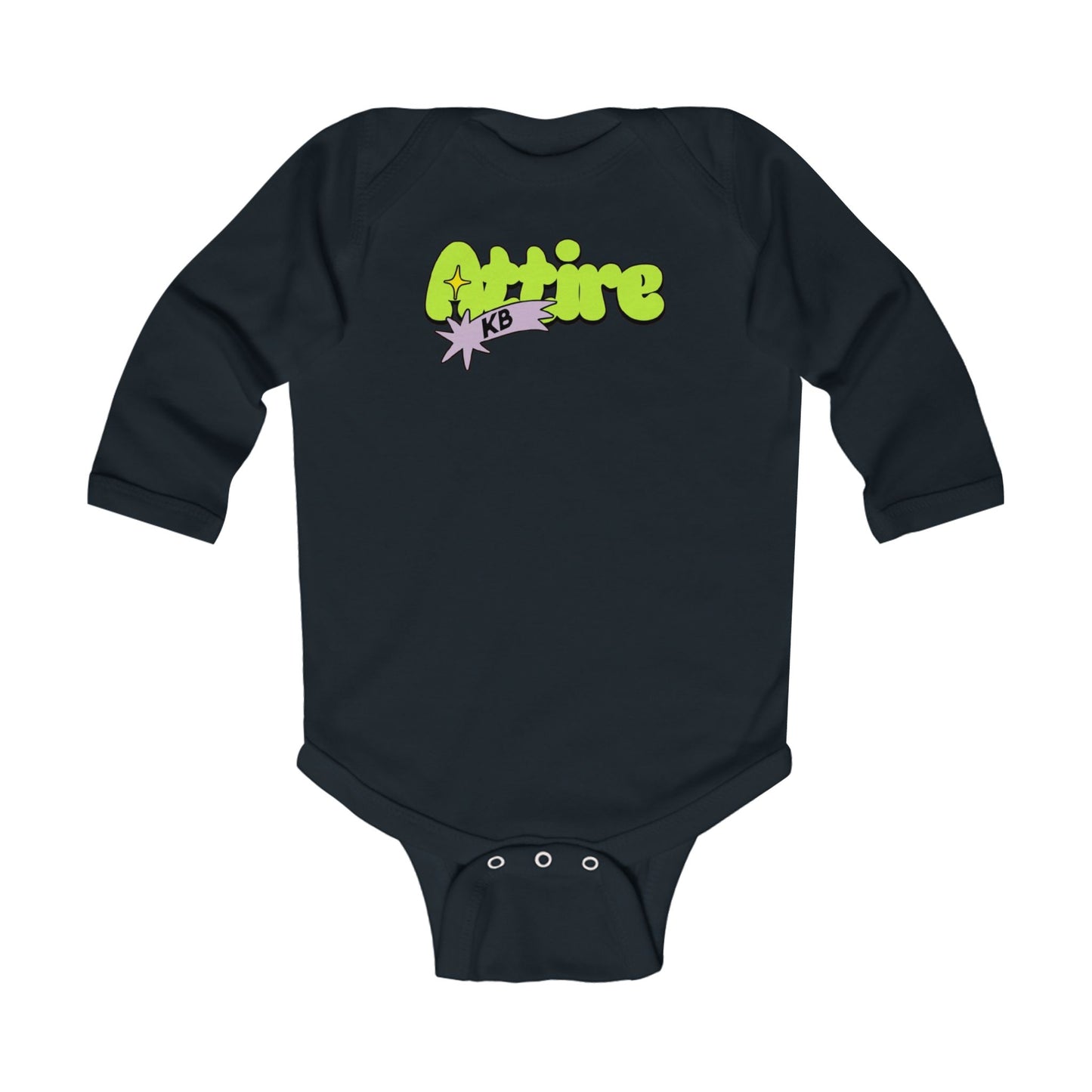 KB Attire Infant Long Sleeve Bodysuit With "Cartoon' Logo