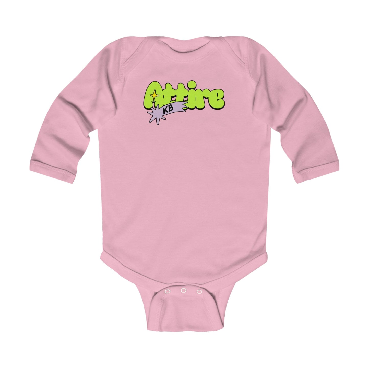 KB Attire Infant Long Sleeve Bodysuit With "Cartoon' Logo