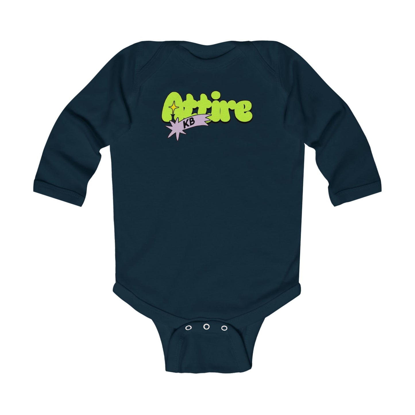 KB Attire Infant Long Sleeve Bodysuit With "Cartoon' Logo