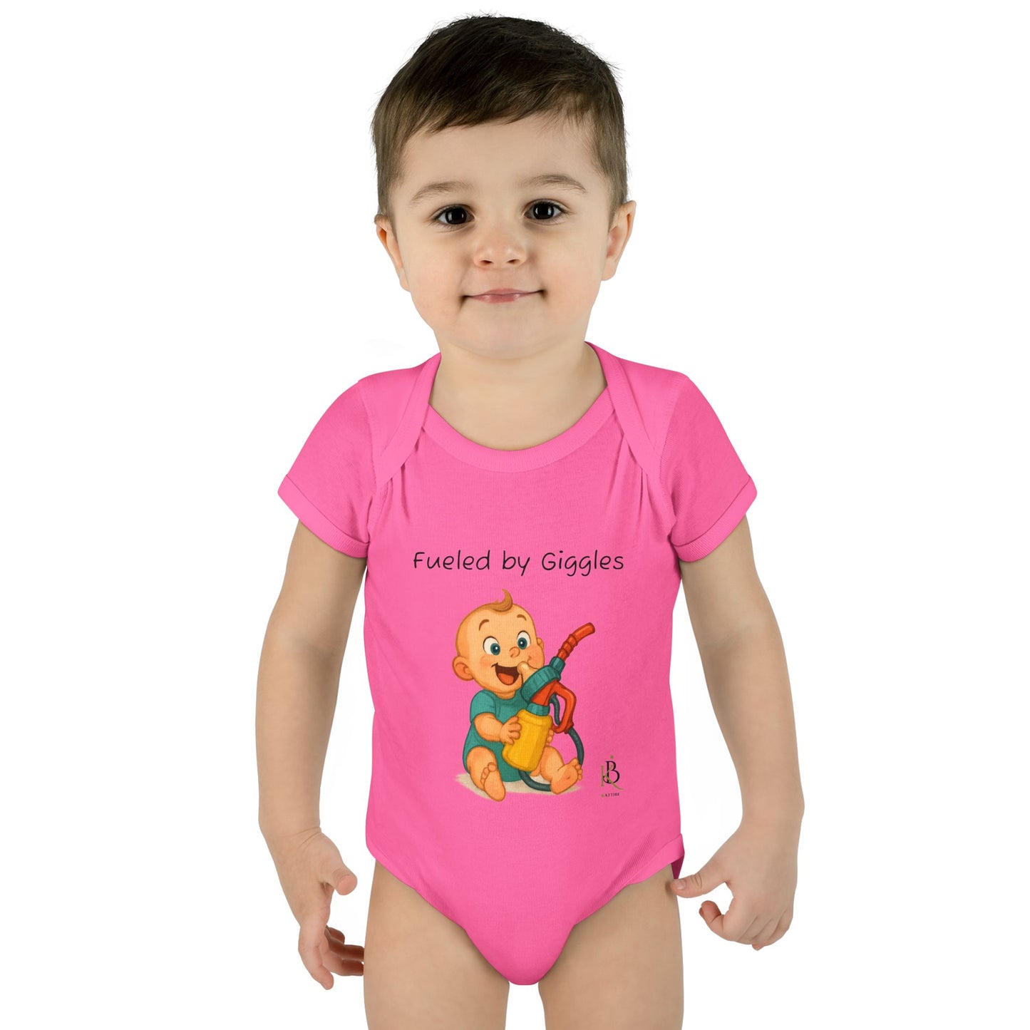 KB Attire Baby Bodysuit with "Fueled by Giggles" Design